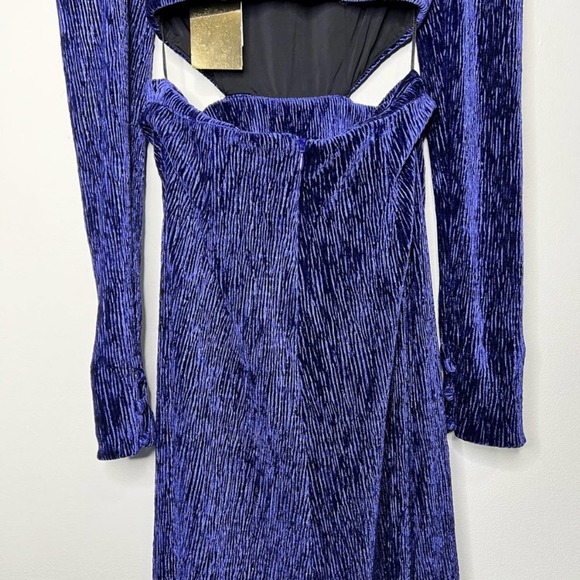 PatBO Textured Velvet Cutout Gown In Deep Purple Long Sleeve Gothic Size 0 - Picture 12 of 14